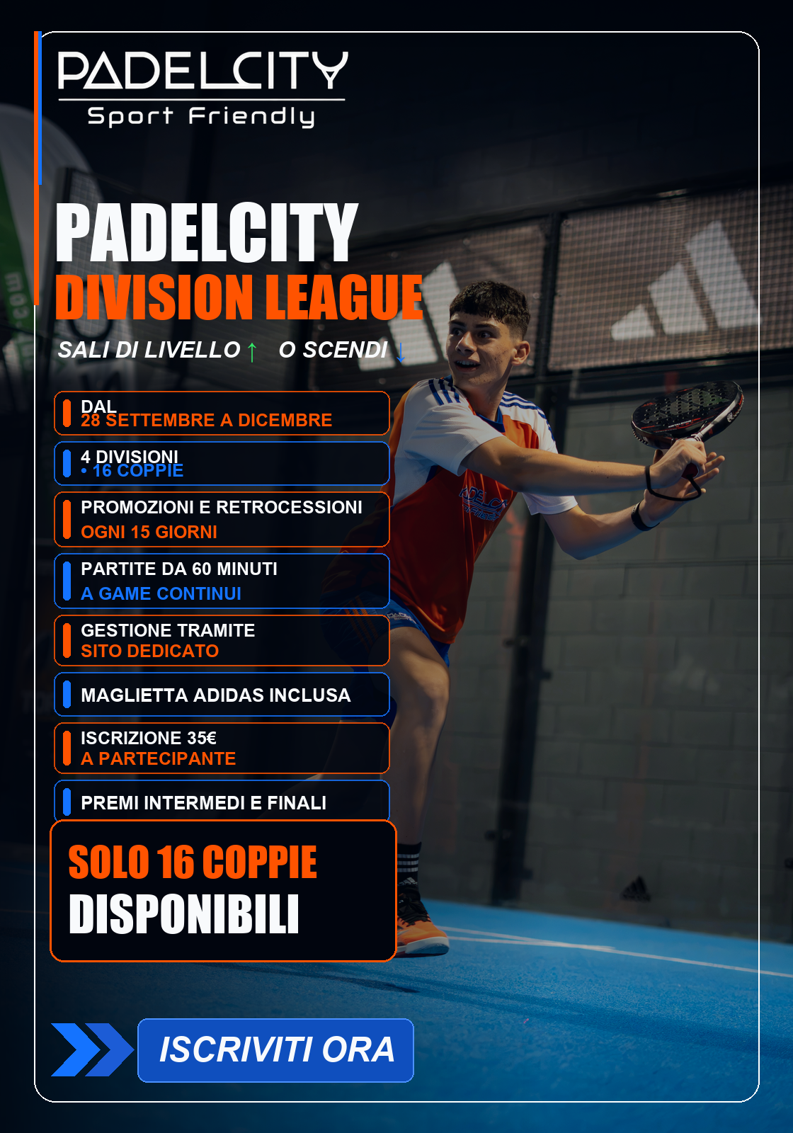 Locandina PadelCity Division League senza pallina in alto
